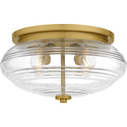 Ribbed Glass 4-Light Flush Mount in Brushed Gold