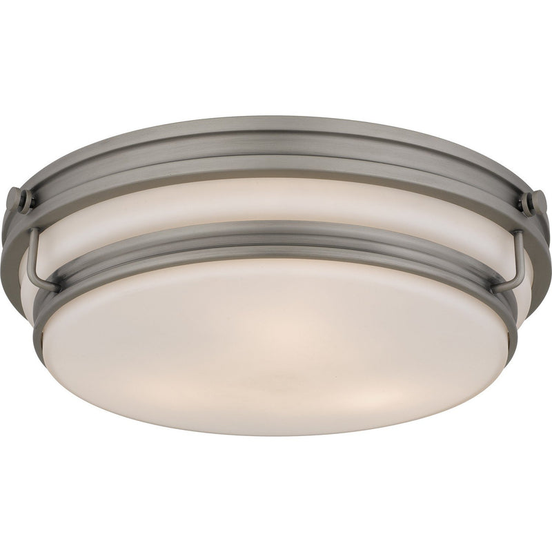 Opal Glass 3-Light Flush Mount in Antique Nickel