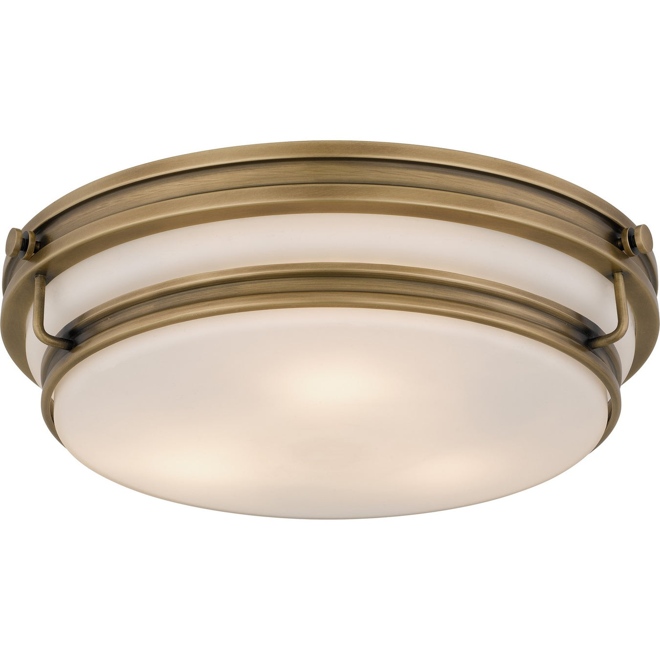 Grafton Three Light Flush Mount in Weathered Brass
