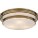 Grafton Three Light Flush Mount in Weathered Brass