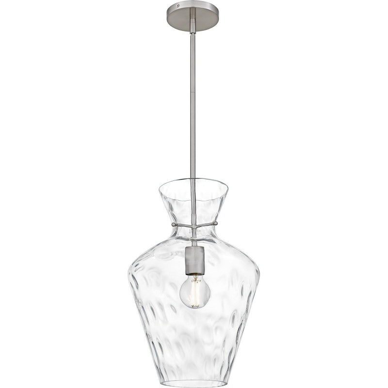 Water Glass Jar Pendant in Brushed Nickel