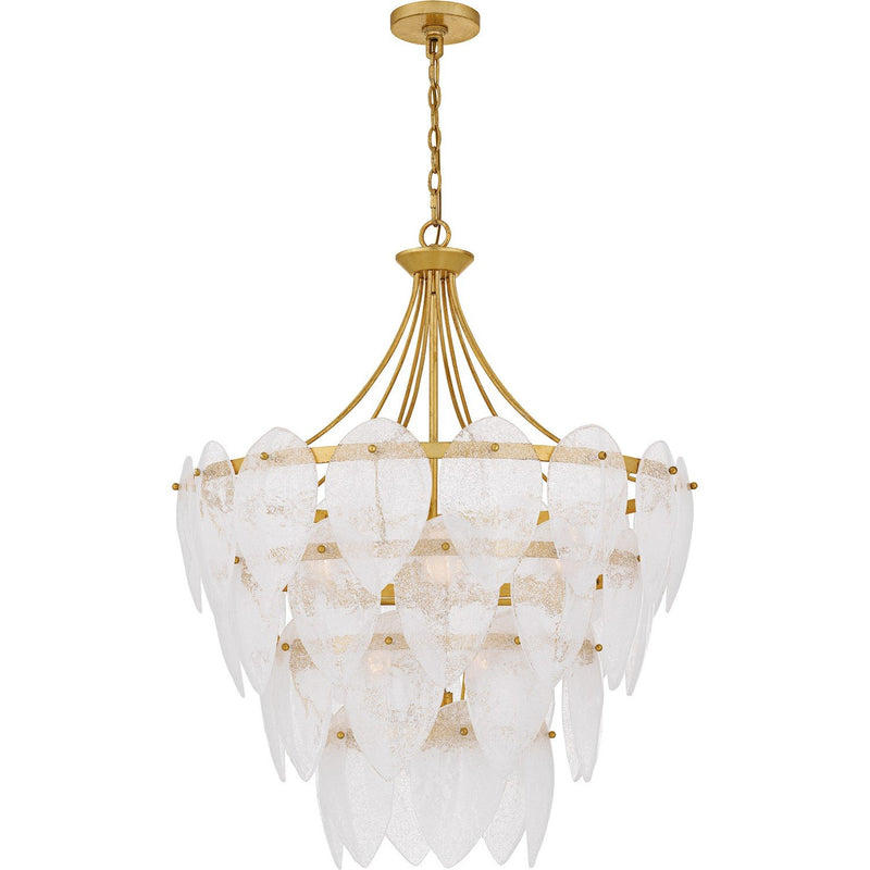 Seedy Glass Tiered 7-Light Pendant in Gold Leaf