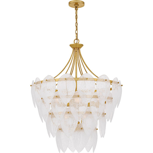 Seedy Glass Tiered 7-Light Pendant in Gold Leaf