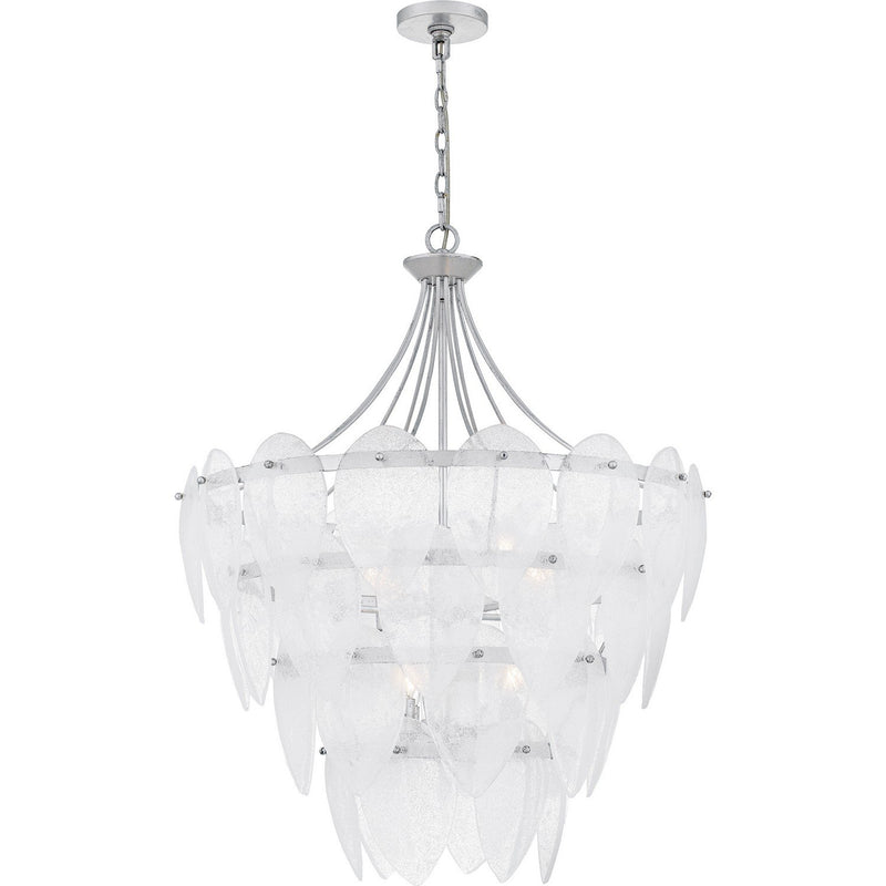 Seedy Glass Tiered 7-Light Pendant in Silver Leaf