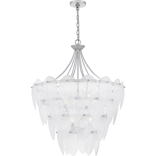 Seedy Glass Tiered 7-Light Pendant in Silver Leaf