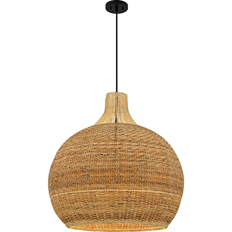 Rattan Globe 4-Light Pendant in Matte Black