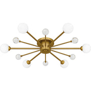 Opal Globe Sputnik 6-Light Semi-Flush Mount in Brushed Gold