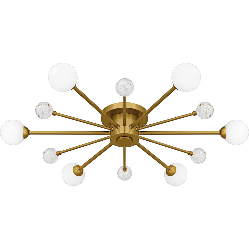 Opal Globe Sputnik 6-Light Semi-Flush Mount in Brushed Gold