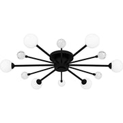 Opal Globe Sputnik 6-Light Semi-Flush Mount in Matte Black