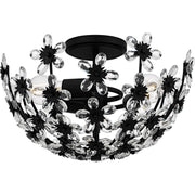 Crystal Bowl 3-Light Semi-Flush Mount in Matte Black