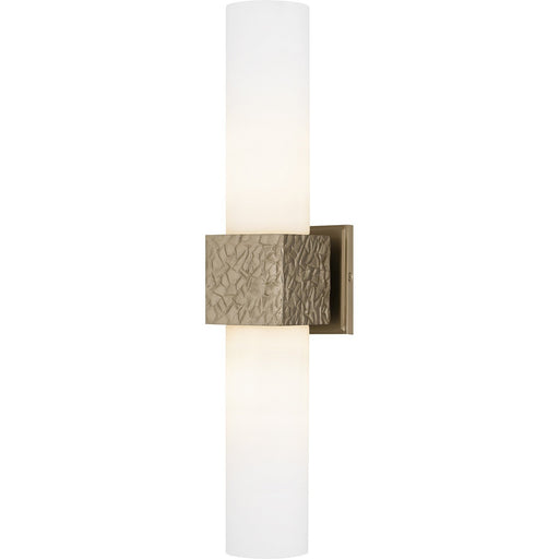 Opal Glass Cylinder 2-Light Wall Sconce in Bronze Gold