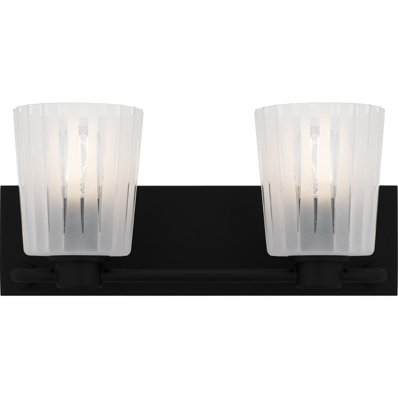 Gray 2-Light Bath Vanity Light in Matte Black
