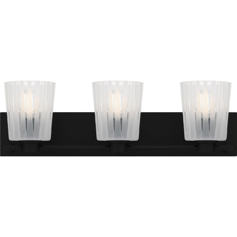 Gray 3-Light Bath Vanity Light in Matte Black