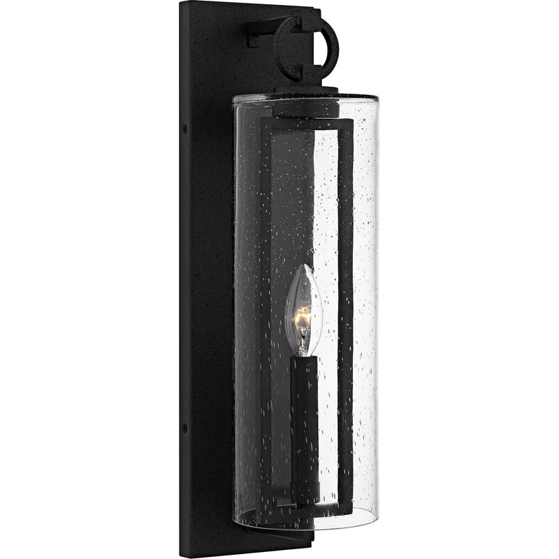 Redan One Light Outdoor Wall Lantern in Stone Black