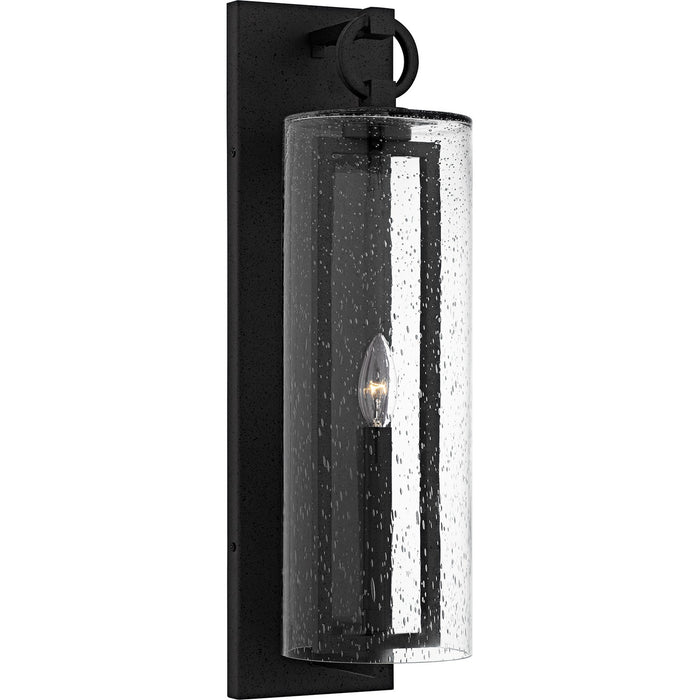 Redan One Light Outdoor Wall Lantern in Stone Black