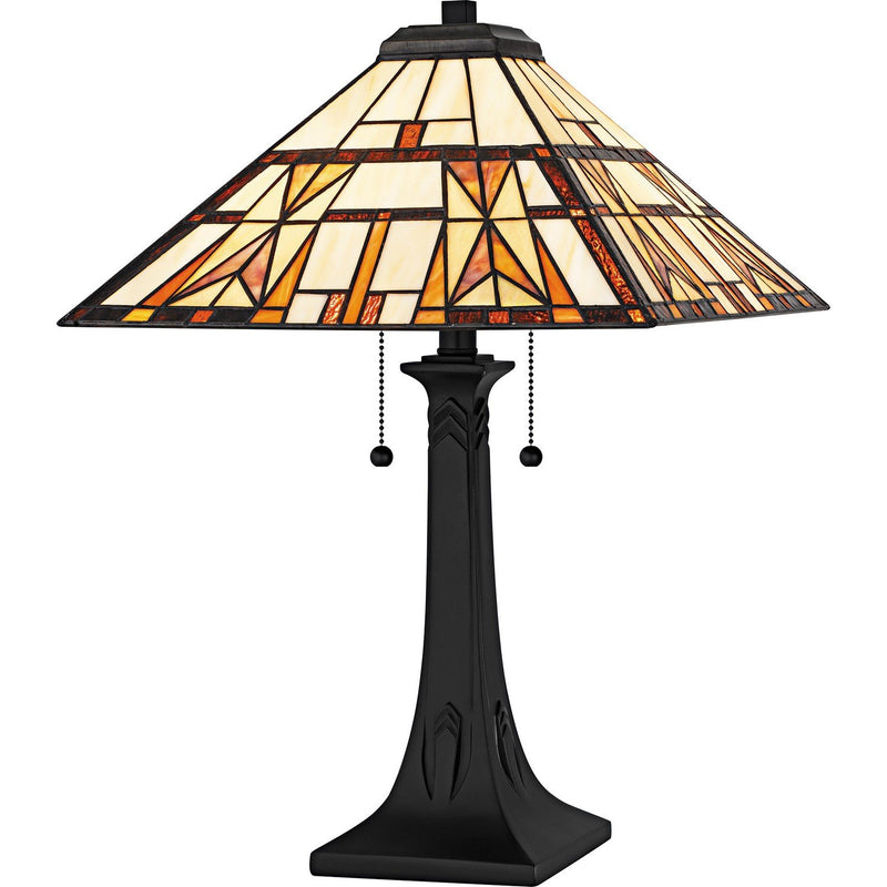 Tiffany 2-Light 15.75" Table Lamp in Matte Black