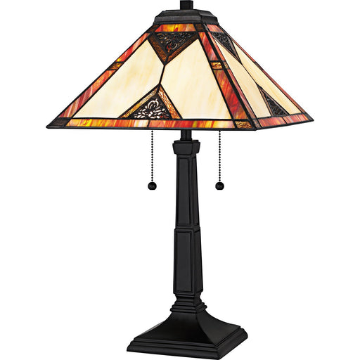 Tiffany 2-Light 14" Mission Table Lamp in Matte Black