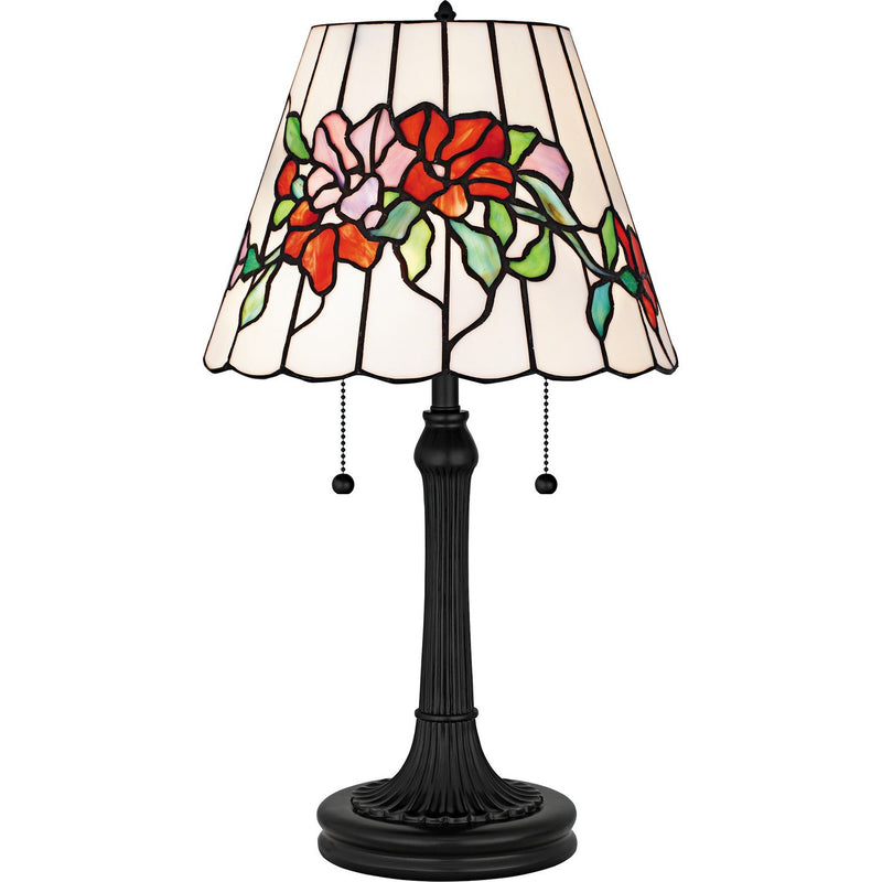 Tiffany 2-Light 13" Table Lamp in Matte Black