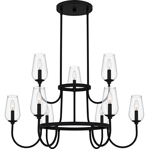 Viscount Nine Light Chandelier in Matte Black