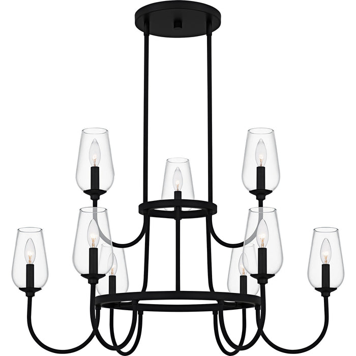 Viscount Nine Light Chandelier in Matte Black