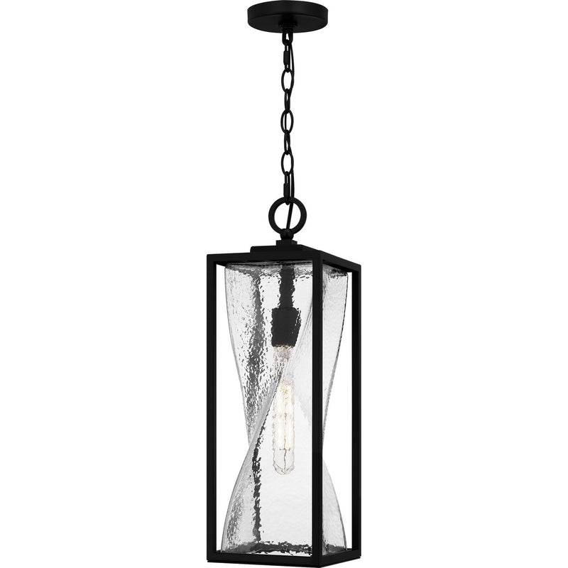Zarah One Light Outdoor Hanging Lantern in Matte Black