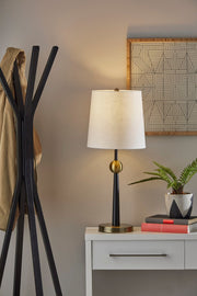 Francis Table Lamp in Black & Antique Brass