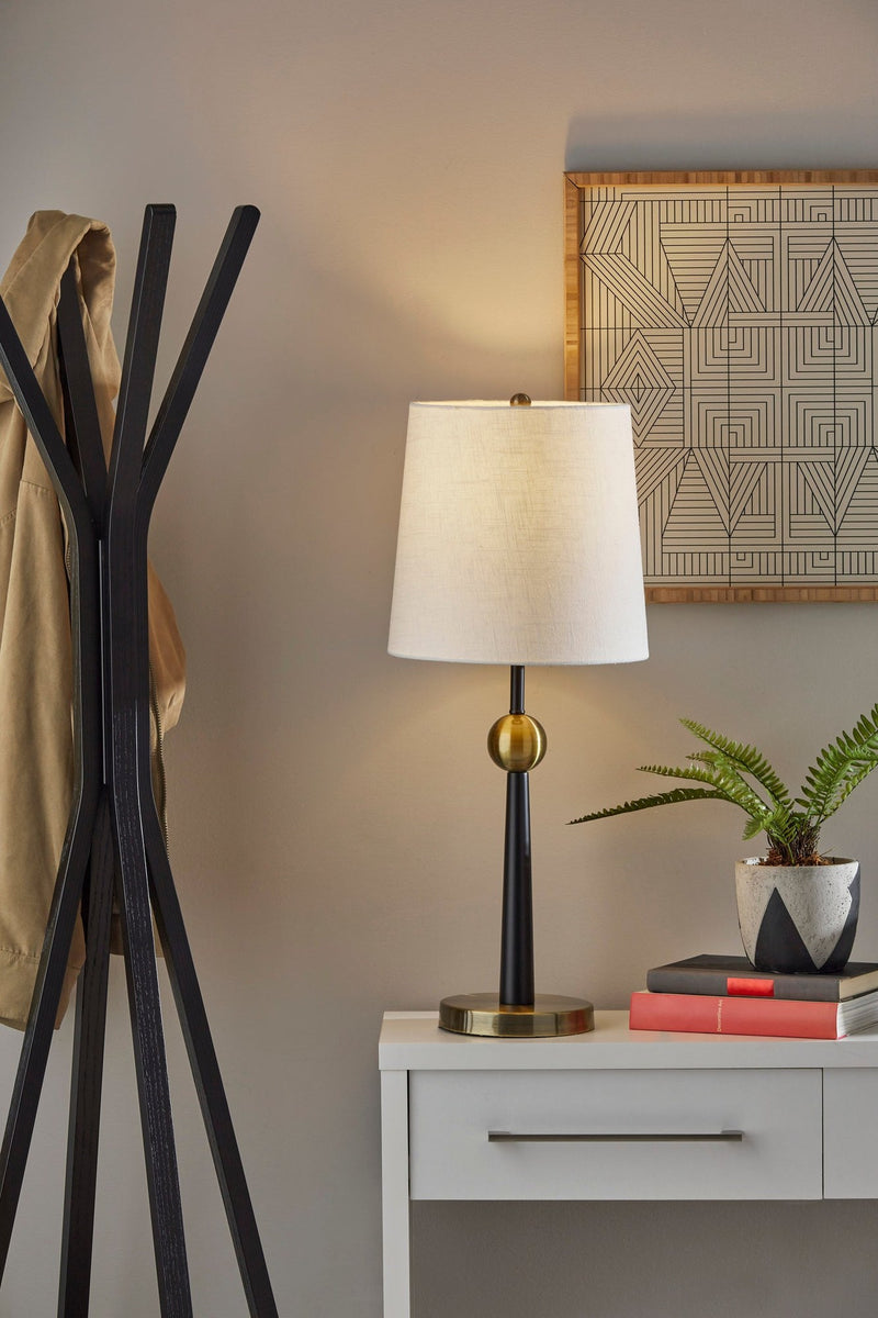 Francis Table Lamp in Black & Antique Brass