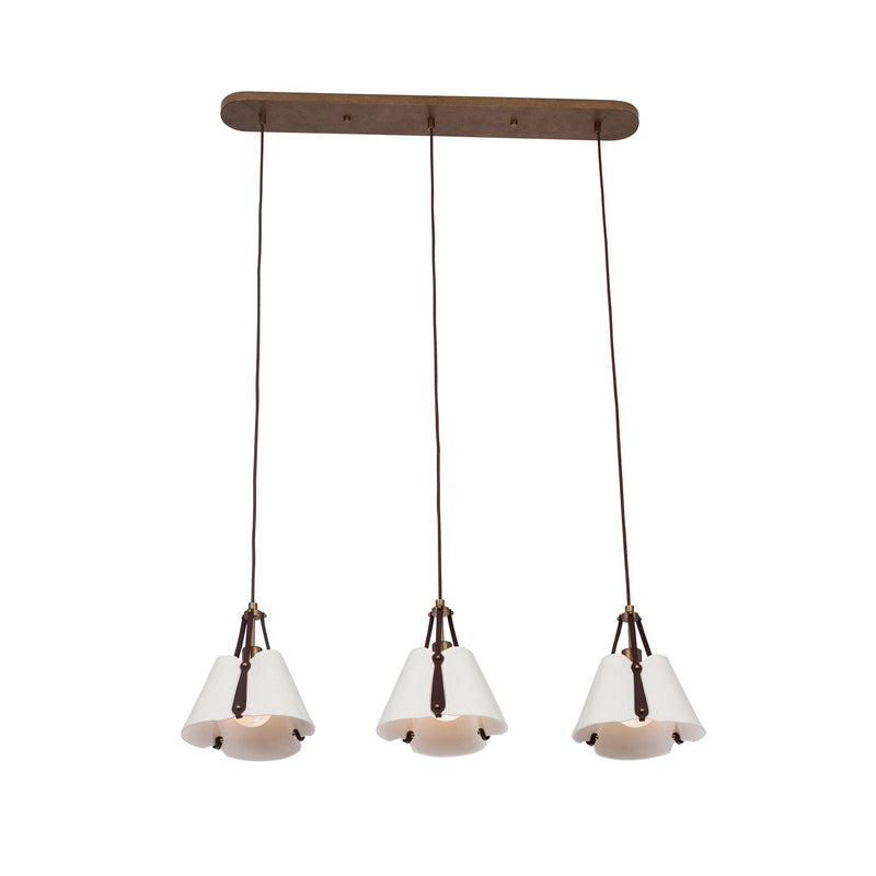 Embrace 3-Light Linear Pendant in Pearlized Antique Brass