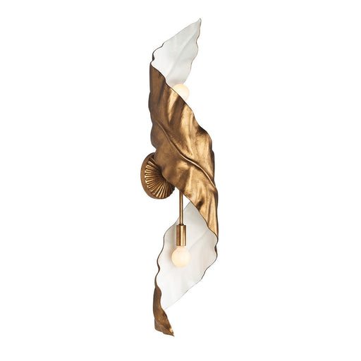 Spira 2-Light Wall Sconce in Pearlized Antique Brass W and White