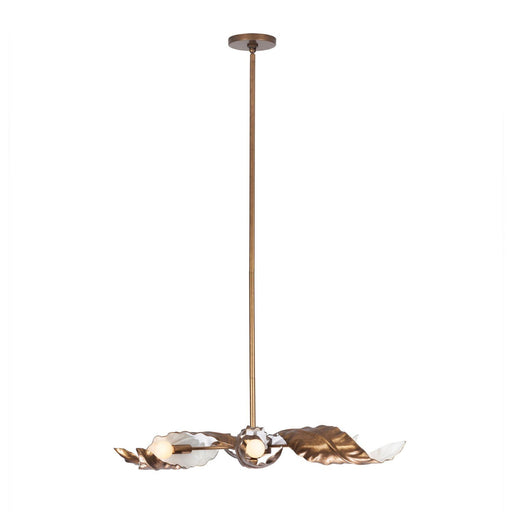 Spira 6-Light Chandelier in Pearlized Antique Brass W and White
