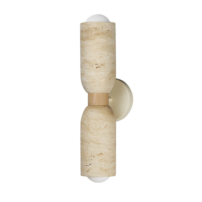Pompeii Two Light Wall Sconce in Travertine / Oyster