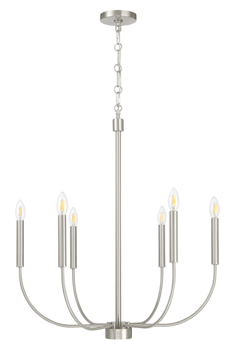 Traci Six Light Chandelier in Brushed Polished Nickel