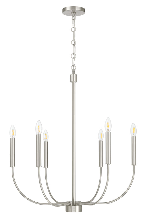Traci Six Light Chandelier in Brushed Polished Nickel