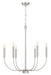 Traci Six Light Chandelier in Brushed Polished Nickel