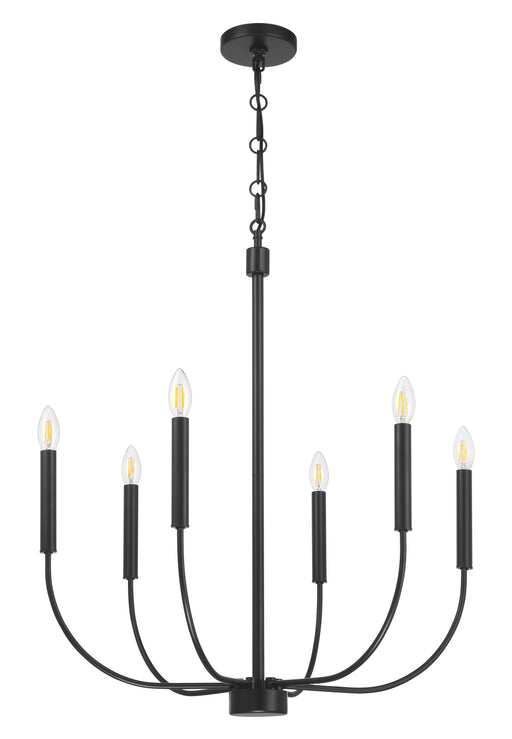 Traci Six Light Chandelier in Flat Black