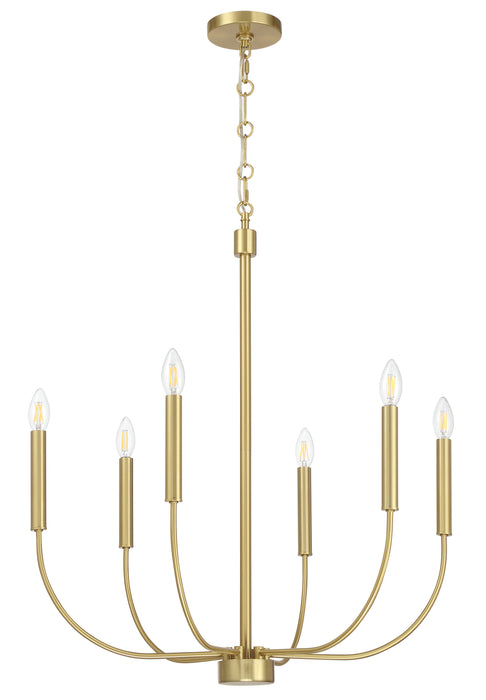 Traci Six Light Chandelier in Satin Brass