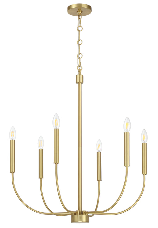 Traci Six Light Chandelier in Satin Brass