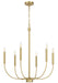 Traci Six Light Chandelier in Satin Brass