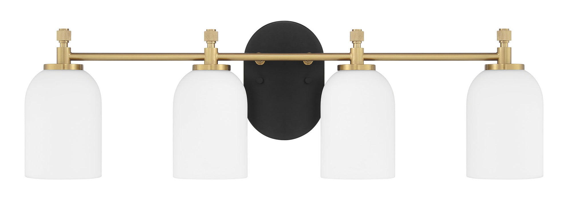 Council Four Light Vanity in Flat Black/Satin Brass