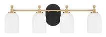 Council Four Light Vanity in Flat Black/Satin Brass