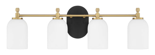 Council Four Light Vanity in Flat Black/Satin Brass