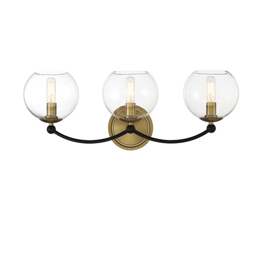 Kearney Park Three Light Bath Vanity in Coal And Soft Brass