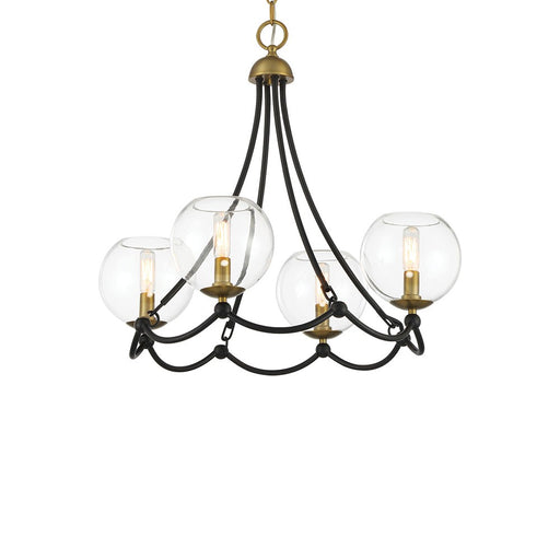 Kearney Park Four Light Chandelier in Coal And Soft Brass