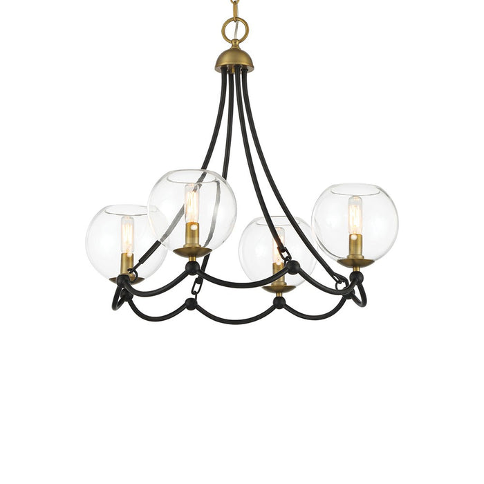 Kearney Park Four Light Chandelier in Coal And Soft Brass
