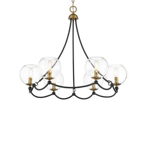 Kearney Park Six Light Chandelier in Coal And Soft Brass