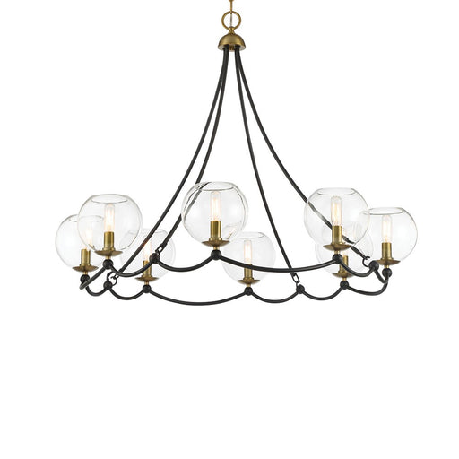 Kearney Park Eight Light Chandelier in Coal And Soft Brass