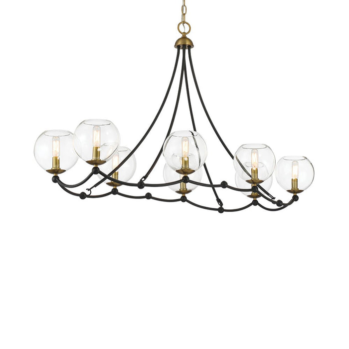 Kearney Park Eight Light Island Pendant in Coal And Soft Brass