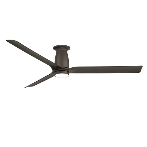 Smooth 52" Outdoor Flush Mount Ceiling Fan with Light in Bronze
