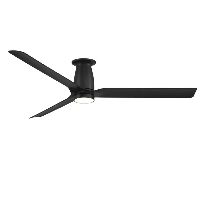 Smooth 52" Outdoor Flush Mount Ceiling Fan with Light in Matte Black