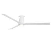 Smooth 52" Outdoor Flush Mount Ceiling Fan with Light in Matte White